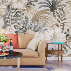 3099-E / Contemporary Floral Peel and Stick Wallpaper, Trendy Tropical Pattern, Adhesive Wall Paper, Easy Installation for Kitchen, Bedroom, Bathroom - Artevella