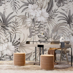 3099-F / Contemporary Floral Peel and Stick Wallpaper, Trendy Tropical Pattern, Adhesive Wall Paper, Easy Installation for Kitchen, Bedroom, Bathroom - Artevella