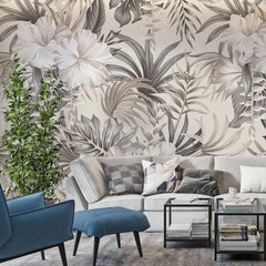 3099-F / Contemporary Floral Peel and Stick Wallpaper, Trendy Tropical Pattern, Adhesive Wall Paper, Easy Installation for Kitchen, Bedroom, Bathroom - Artevella