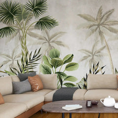 3100-A / Tropical Jungle Peel and Stick Wallpaper, Modern Palm Tree Design, Adhesive Wall Decor for Bedroom, Living Room, Bathroom - Artevella