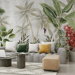 3100-A / Tropical Jungle Peel and Stick Wallpaper, Modern Palm Tree Design, Adhesive Wall Decor for Bedroom, Living Room, Bathroom - Artevella