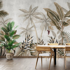 3100-B / Tropical Jungle Peel and Stick Wallpaper, Modern Palm Tree Design, Adhesive Wall Decor for Bedroom, Living Room, Bathroom - Artevella