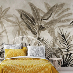 3100-C / Tropical Jungle Peel and Stick Wallpaper, Modern Palm Tree Design, Adhesive Wall Decor for Bedroom, Living Room, Bathroom - Artevella
