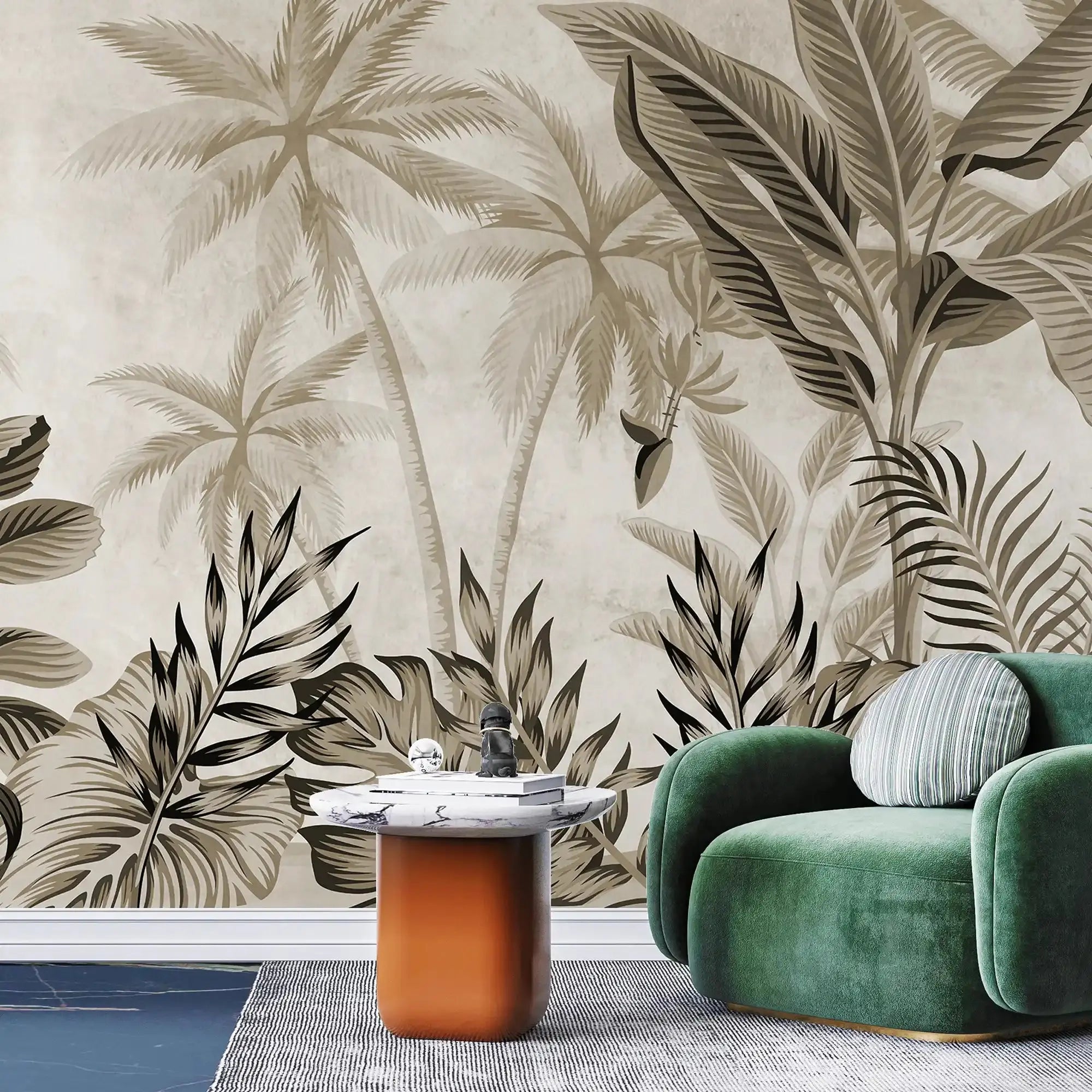 3100-C / Tropical Jungle Peel and Stick Wallpaper, Modern Palm Tree Design, Adhesive Wall Decor for Bedroom, Living Room, Bathroom - Artevella