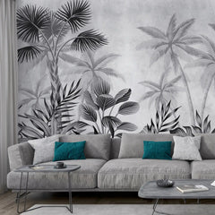 3100-E / Tropical Jungle Peel and Stick Wallpaper, Modern Palm Tree Design, Adhesive Wall Decor for Bedroom, Living Room, Bathroom - Artevella