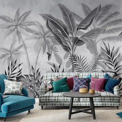 3100-E / Tropical Jungle Peel and Stick Wallpaper, Modern Palm Tree Design, Adhesive Wall Decor for Bedroom, Living Room, Bathroom - Artevella