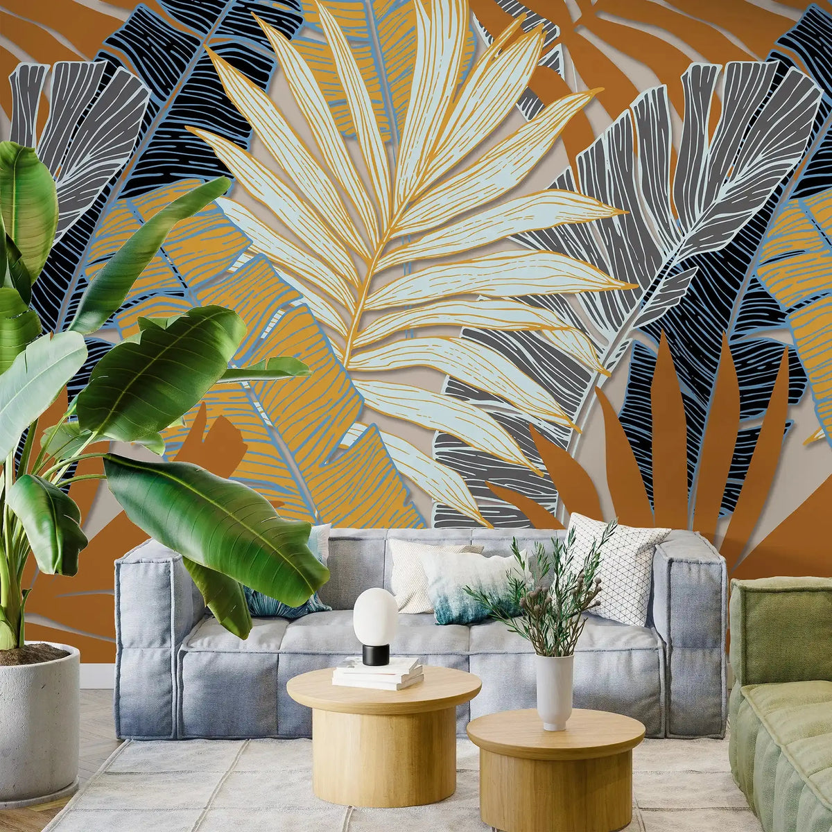 3103-A / Botanical Wall Mural - Self Adhesive, Palm Leaf Tropical Wallpaper for Any Room - Artevella