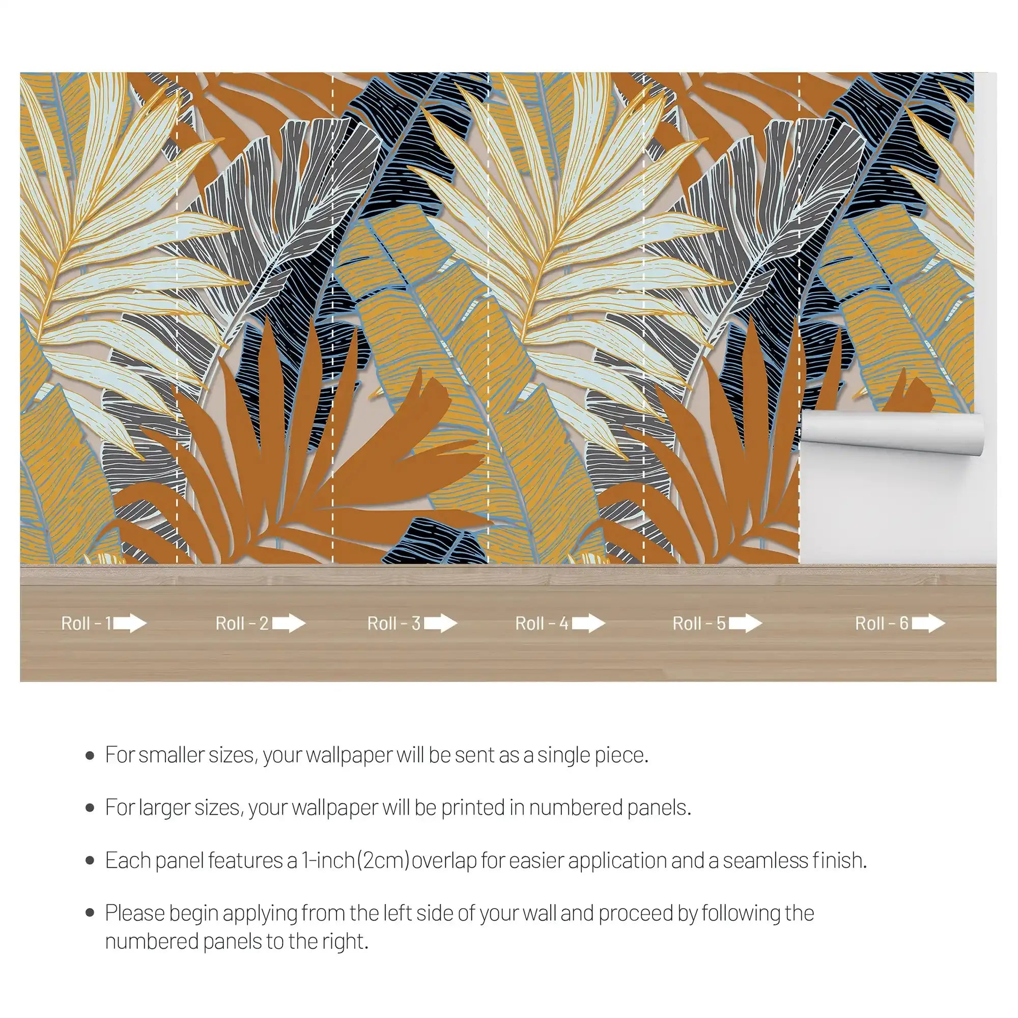 3103-A / Botanical Wall Mural - Self Adhesive, Palm Leaf Tropical Wallpaper for Any Room - Artevella