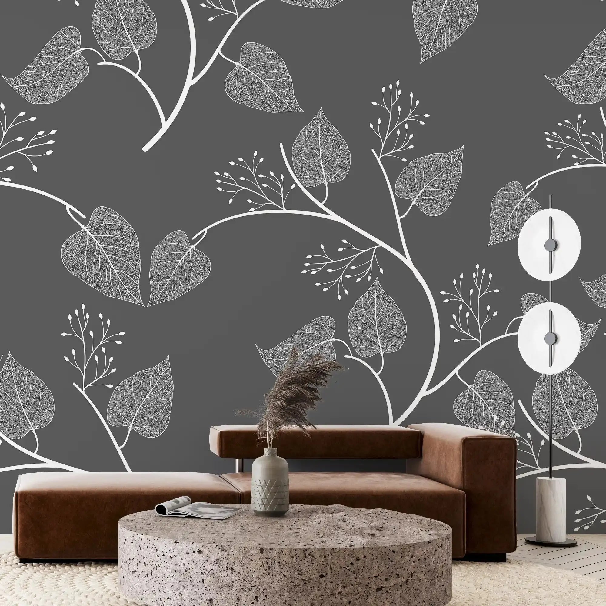 3104-A / Floral Peel and Stick Wallpaper, Botanical Leaf Design Wall Mural - Artevella