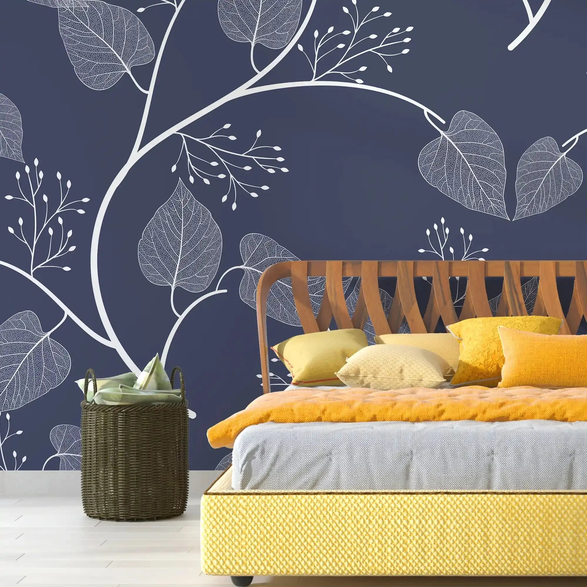3104-C / Floral Peel and Stick Wallpaper, Botanical Leaf Design Wall Mural - Artevella