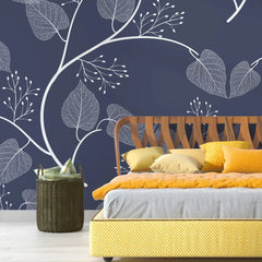 3104-C / Floral Peel and Stick Wallpaper, Botanical Leaf Design Wall Mural - Artevella