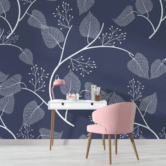 3104-C / Floral Peel and Stick Wallpaper, Botanical Leaf Design Wall Mural - Artevella