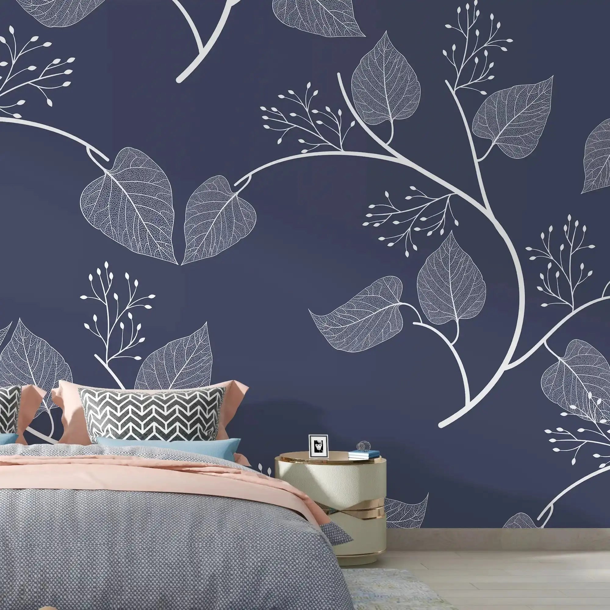3104-C / Floral Peel and Stick Wallpaper, Botanical Leaf Design Wall Mural - Artevella