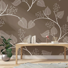 3104-D / Floral Peel and Stick Wallpaper, Botanical Leaf Design Wall Mural - Artevella