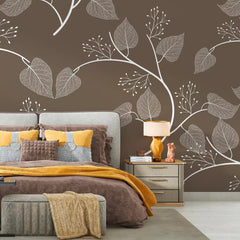 3104-D / Floral Peel and Stick Wallpaper, Botanical Leaf Design Wall Mural - Artevella