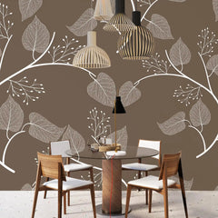 3104-D / Floral Peel and Stick Wallpaper, Botanical Leaf Design Wall Mural - Artevella