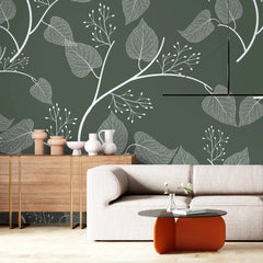 3104-E / Floral Peel and Stick Wallpaper, Botanical Leaf Design Wall Mural - Artevella