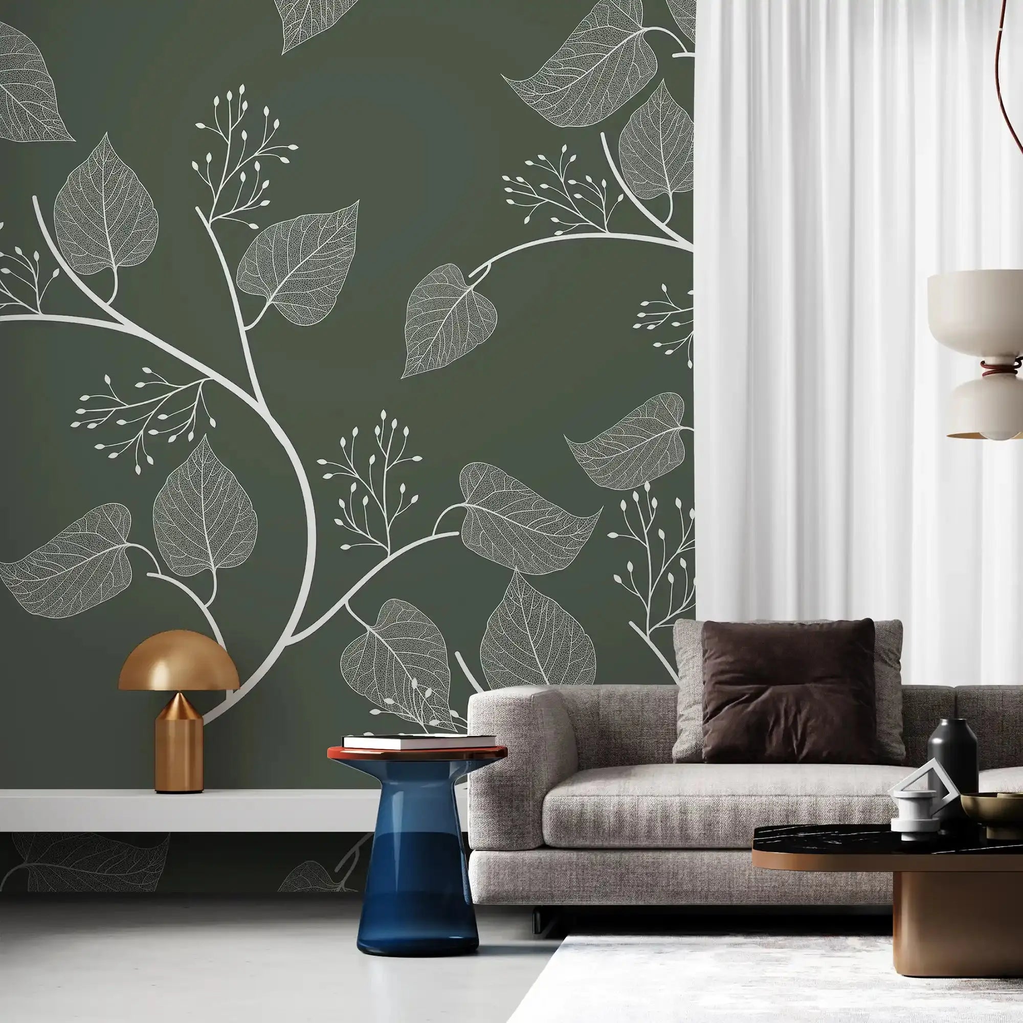 3104-E / Floral Peel and Stick Wallpaper, Botanical Leaf Design Wall Mural - Artevella