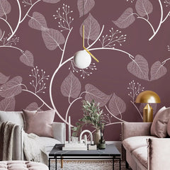 3104-F / Floral Peel and Stick Wallpaper, Botanical Leaf Design Wall Mural - Artevella