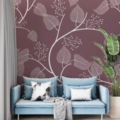 3104-F / Floral Peel and Stick Wallpaper, Botanical Leaf Design Wall Mural - Artevella