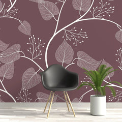 3104-F / Floral Peel and Stick Wallpaper, Botanical Leaf Design Wall Mural - Artevella