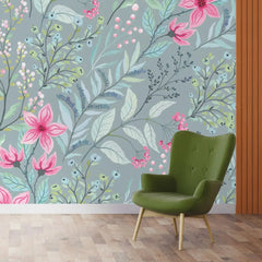 3105-A / Peel and Stick Floral Wallpaper: Pink Flowers and Leaf Design, Easy Apply Wall Decor for Bedroom & Bathroom - Artevella
