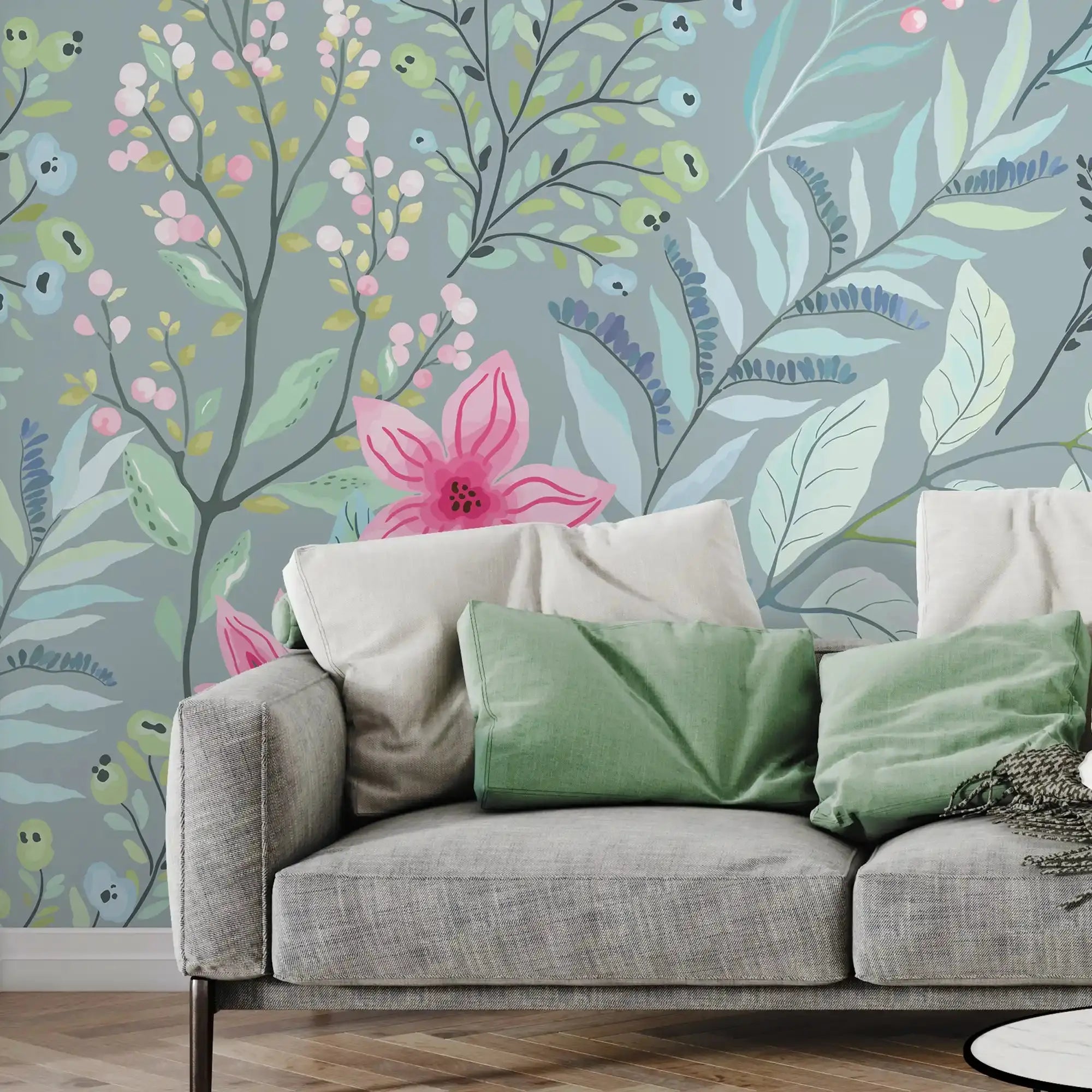 3105-A / Peel and Stick Floral Wallpaper: Pink Flowers and Leaf Design, Easy Apply Wall Decor for Bedroom & Bathroom - Artevella