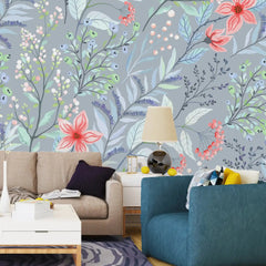 3105-B / Peel and Stick Floral Wallpaper: Pink Flowers and Leaf Design, Easy Apply Wall Decor for Bedroom & Bathroom - Artevella