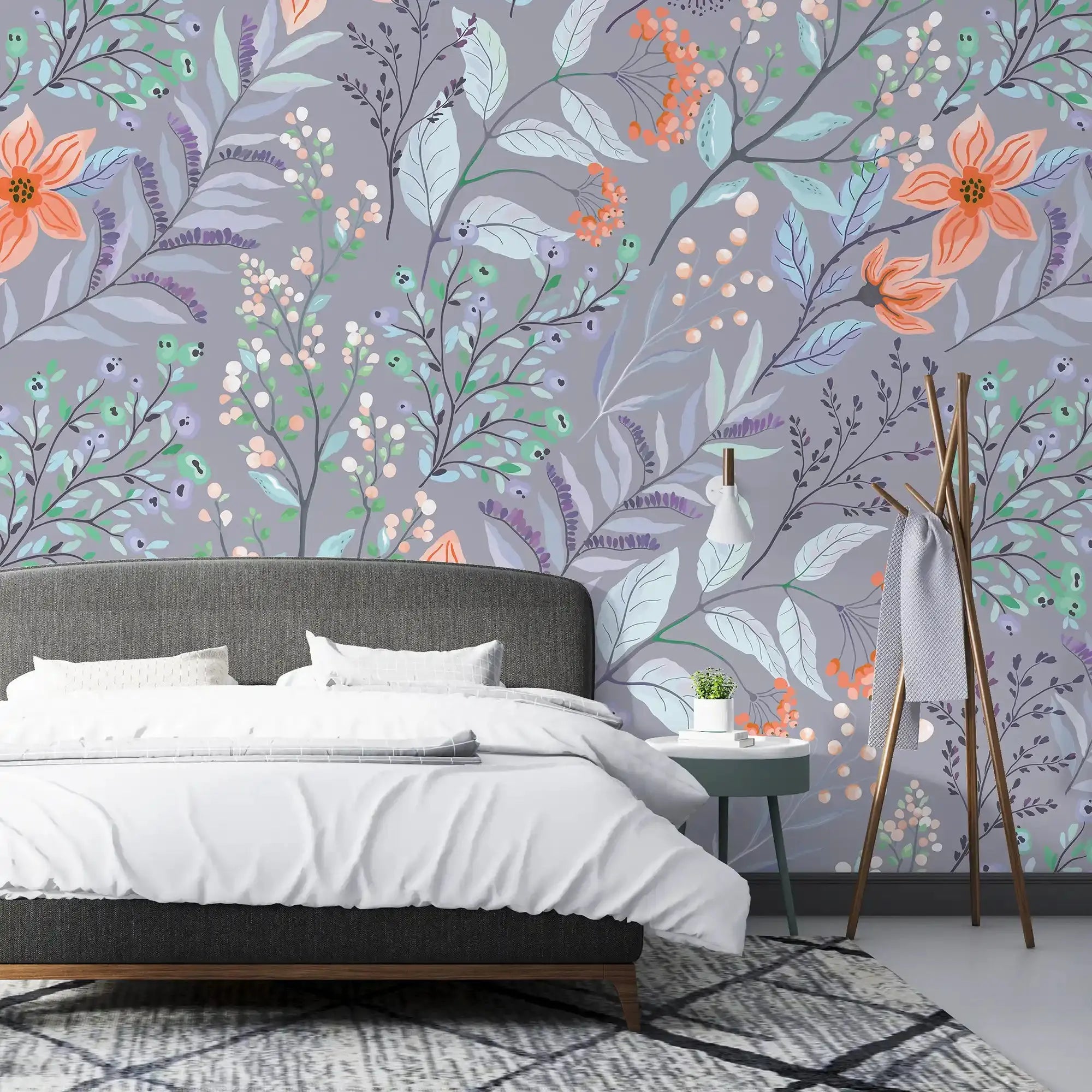 3105-C / Peel and Stick Floral Wallpaper: Pink Flowers and Leaf Design, Easy Apply Wall Decor for Bedroom & Bathroom - Artevella