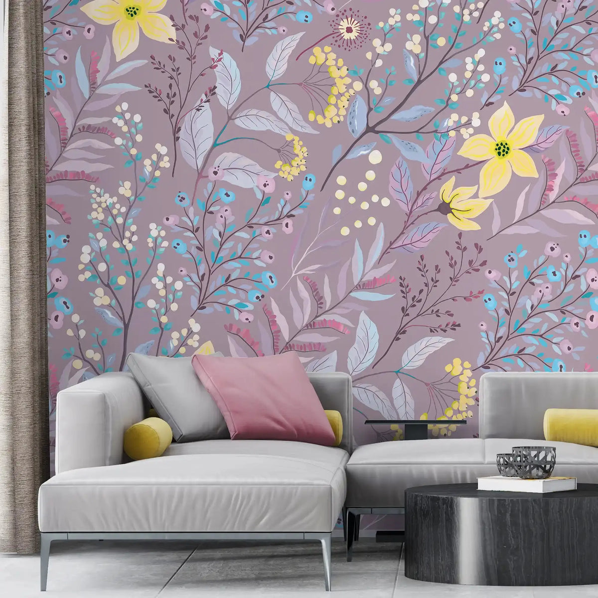 3105-D / Peel and Stick Floral Wallpaper: Pink Flowers and Leaf Design, Easy Apply Wall Decor for Bedroom & Bathroom - Artevella