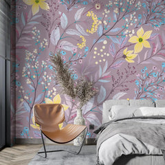 3105-D / Peel and Stick Floral Wallpaper: Pink Flowers and Leaf Design, Easy Apply Wall Decor for Bedroom & Bathroom - Artevella