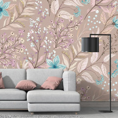 3105-E / Peel and Stick Floral Wallpaper: Pink Flowers and Leaf Design, Easy Apply Wall Decor for Bedroom & Bathroom - Artevella