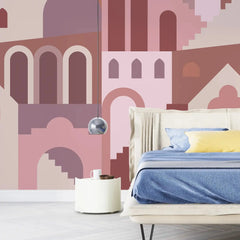 3106-B / Ancient Architectural Peel and Stick Wallpaper: Abstract Imaginary Building Design for Unique Wall Decor - Artevella