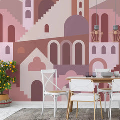 3106-B / Ancient Architectural Peel and Stick Wallpaper: Abstract Imaginary Building Design for Unique Wall Decor - Artevella