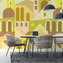 3106-C / Ancient Architectural Peel and Stick Wallpaper: Abstract Imaginary Building Design for Unique Wall Decor - Artevella