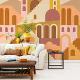 3106-F / Ancient Architectural Peel and Stick Wallpaper: Abstract Imaginary Building Design for Unique Wall Decor - Artevella