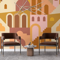 3106-F / Ancient Architectural Peel and Stick Wallpaper: Abstract Imaginary Building Design for Unique Wall Decor - Artevella