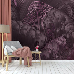 3110-F / Bold Pattern Abstract Wave Wallpaper: Peel and Stick, Adhesive Wall Decor for Modern Home, Easy to Install Mural - Artevella
