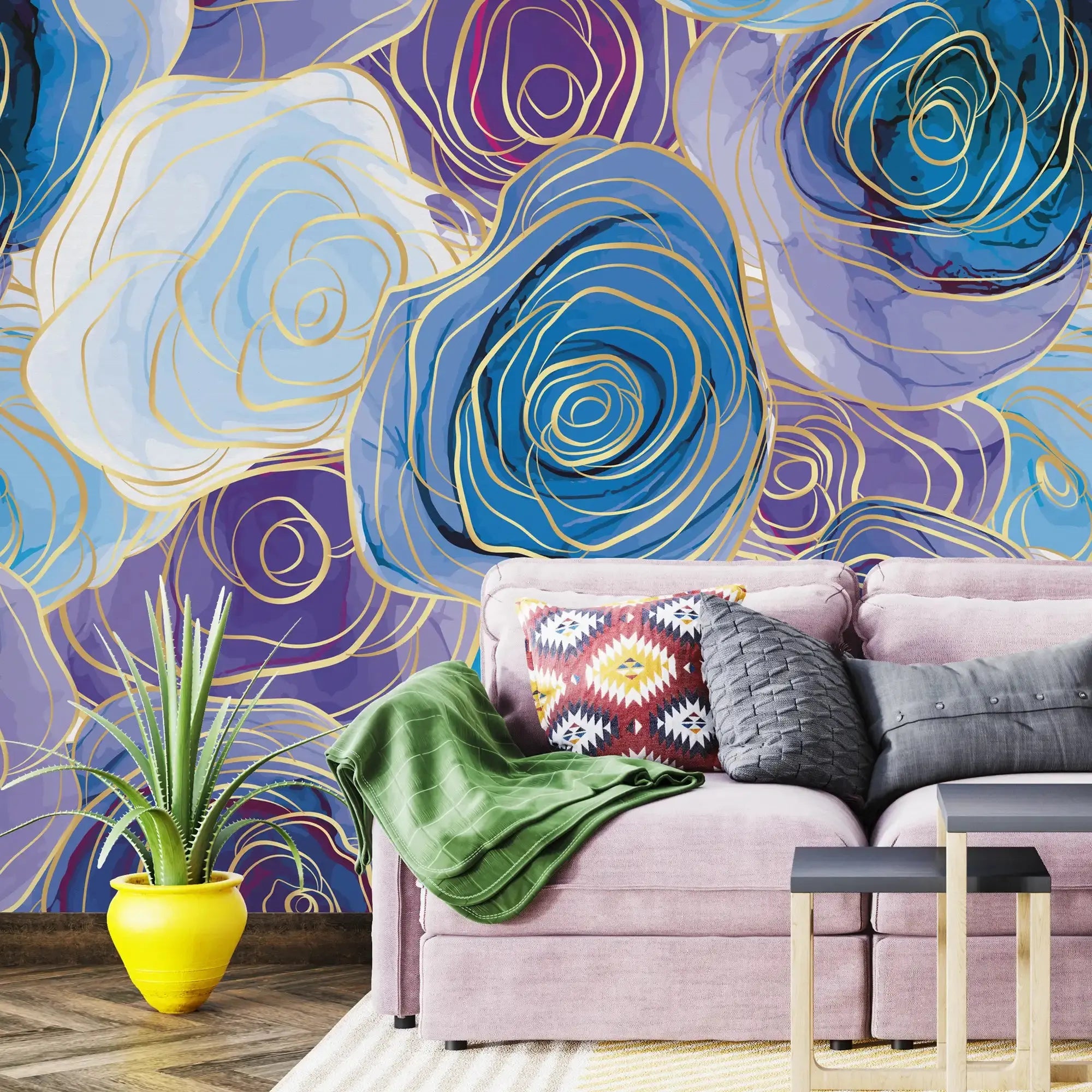 3116-C / Romantic Rose Patterned Wallpaper: Peelable and Stickable, Perfect for Contemporary Colorful Wall Decor - Artevella