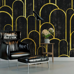 3117-A / Art Deco Peel and Stick Wallpaper: Abstract Geometric Design Black for Architectural Aesthetic - Artevella