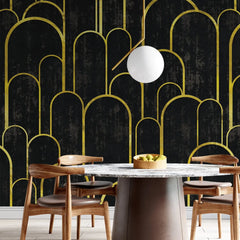 3117-A / Art Deco Peel and Stick Wallpaper: Abstract Geometric Design Black for Architectural Aesthetic - Artevella