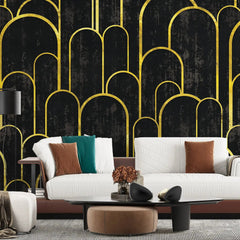 3117-A / Art Deco Peel and Stick Wallpaper: Abstract Geometric Design Black for Architectural Aesthetic - Artevella
