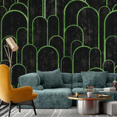 3117-B / Art Deco Peel and Stick Wallpaper: Abstract Geometric Design Black for Architectural Aesthetic - Artevella