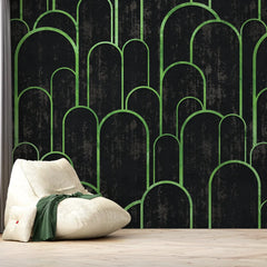 3117-B / Art Deco Peel and Stick Wallpaper: Abstract Geometric Design Black for Architectural Aesthetic - Artevella