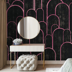 3117-E / Art Deco Peel and Stick Wallpaper: Abstract Geometric Design Black for Architectural Aesthetic - Artevella