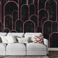 3117-E / Art Deco Peel and Stick Wallpaper: Abstract Geometric Design Black for Architectural Aesthetic - Artevella