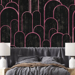 3117-E / Art Deco Peel and Stick Wallpaper: Abstract Geometric Design Black for Architectural Aesthetic - Artevella