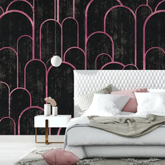 3117-E / Art Deco Peel and Stick Wallpaper: Abstract Geometric Design Black for Architectural Aesthetic - Artevella