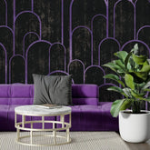 3117-F / Art Deco Peel and Stick Wallpaper: Abstract Geometric Design Black for Architectural Aesthetic - Artevella