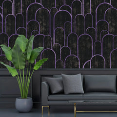 3117-F / Art Deco Peel and Stick Wallpaper: Abstract Geometric Design Black for Architectural Aesthetic - Artevella